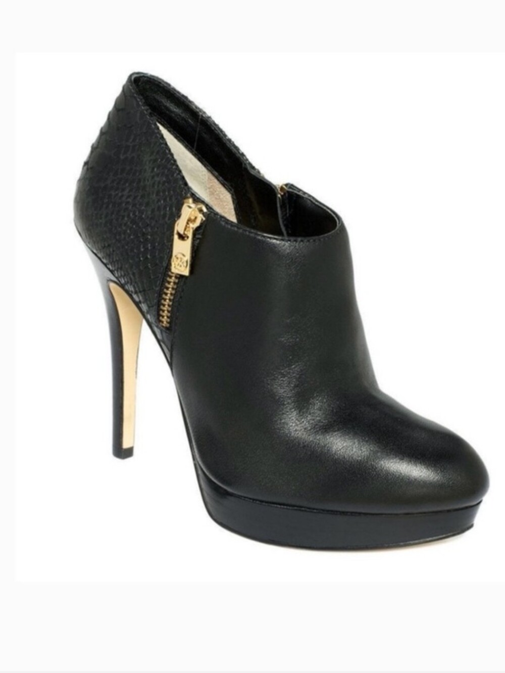 Michael Kors Black York Leather Platform Stiletto Ankle Bootie